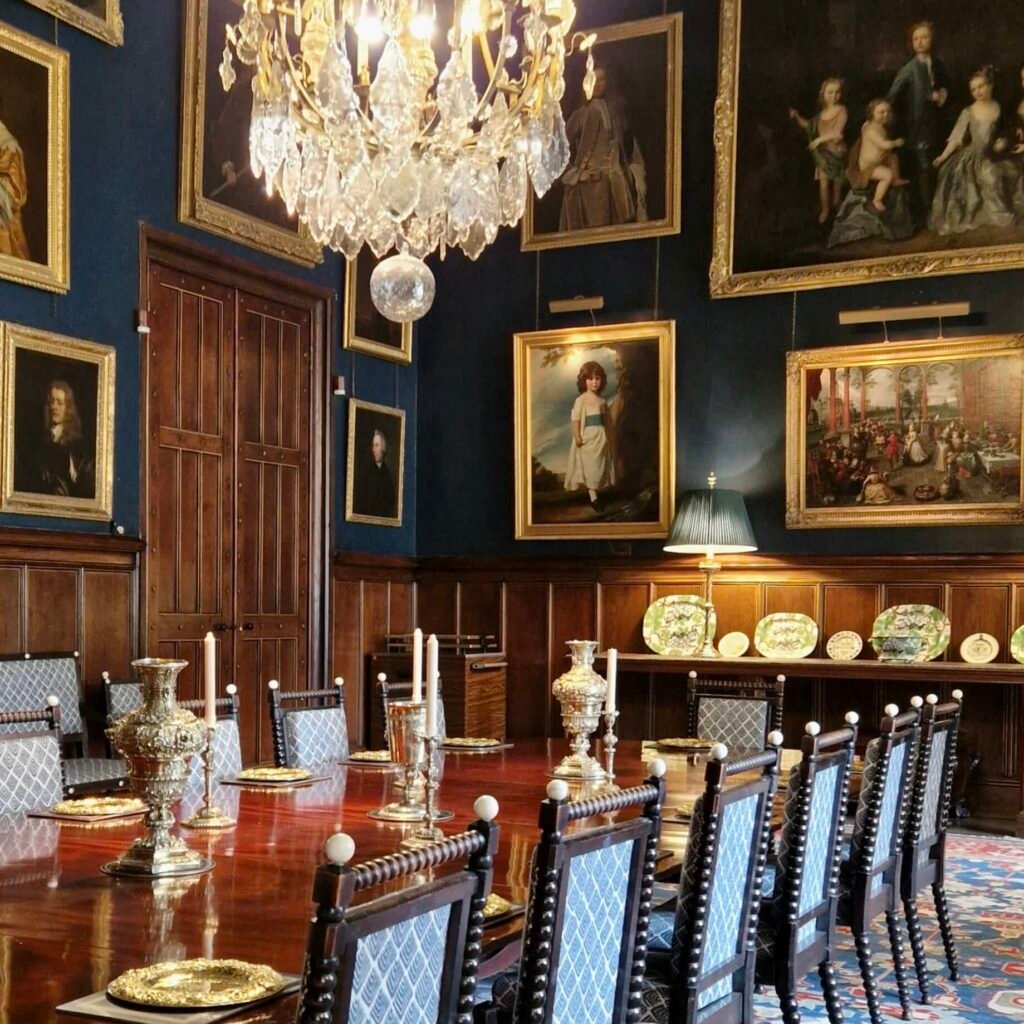 Dining room at dog-friendly Eastnor Castle in Herefordshire