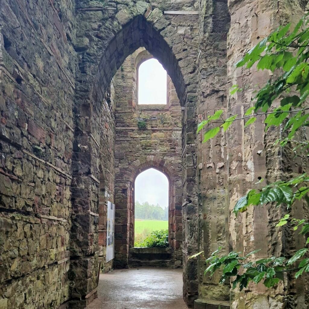 Exploring ruined castle in the Lake District