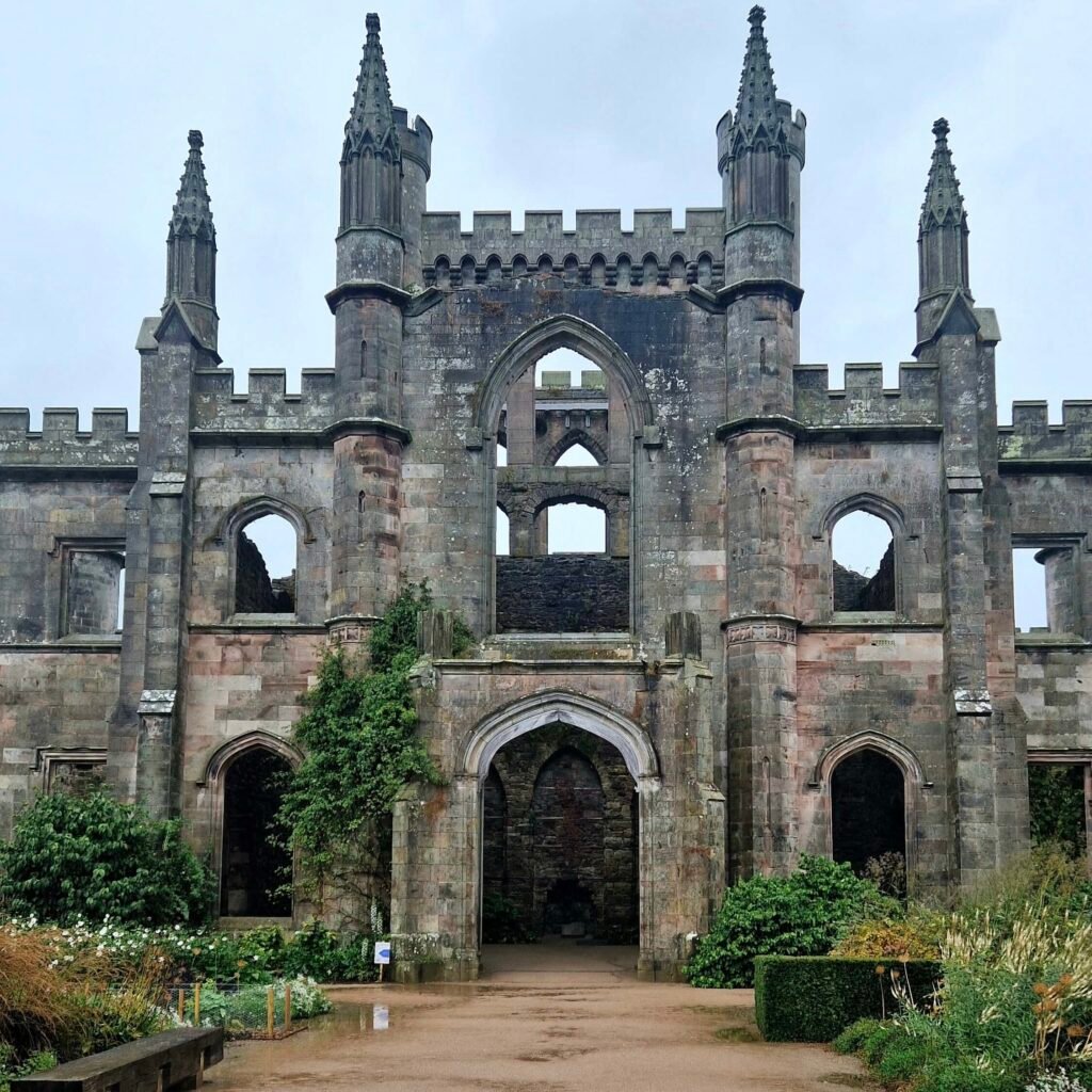 Front view of Lowther Castle in the Lake District