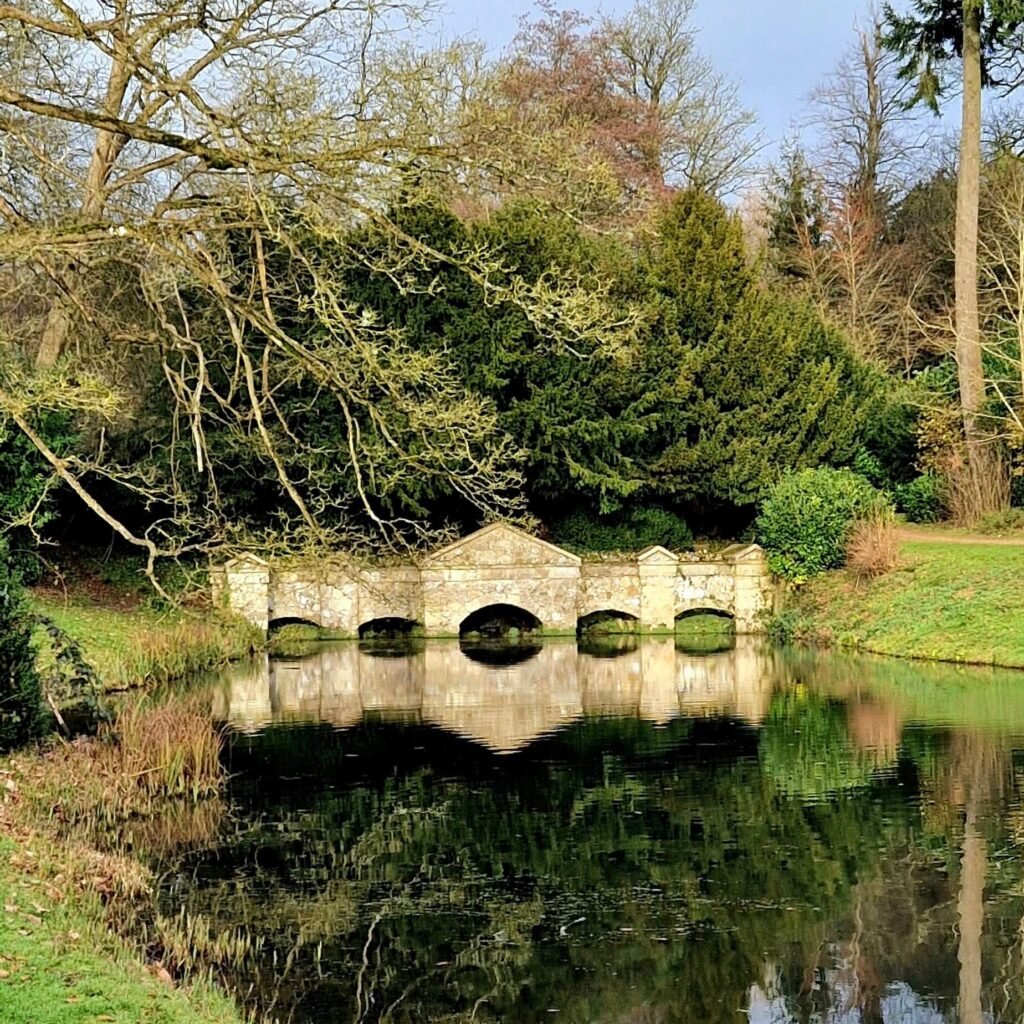 Shell Bridge at Stowe Gardens in Buckinghamshire