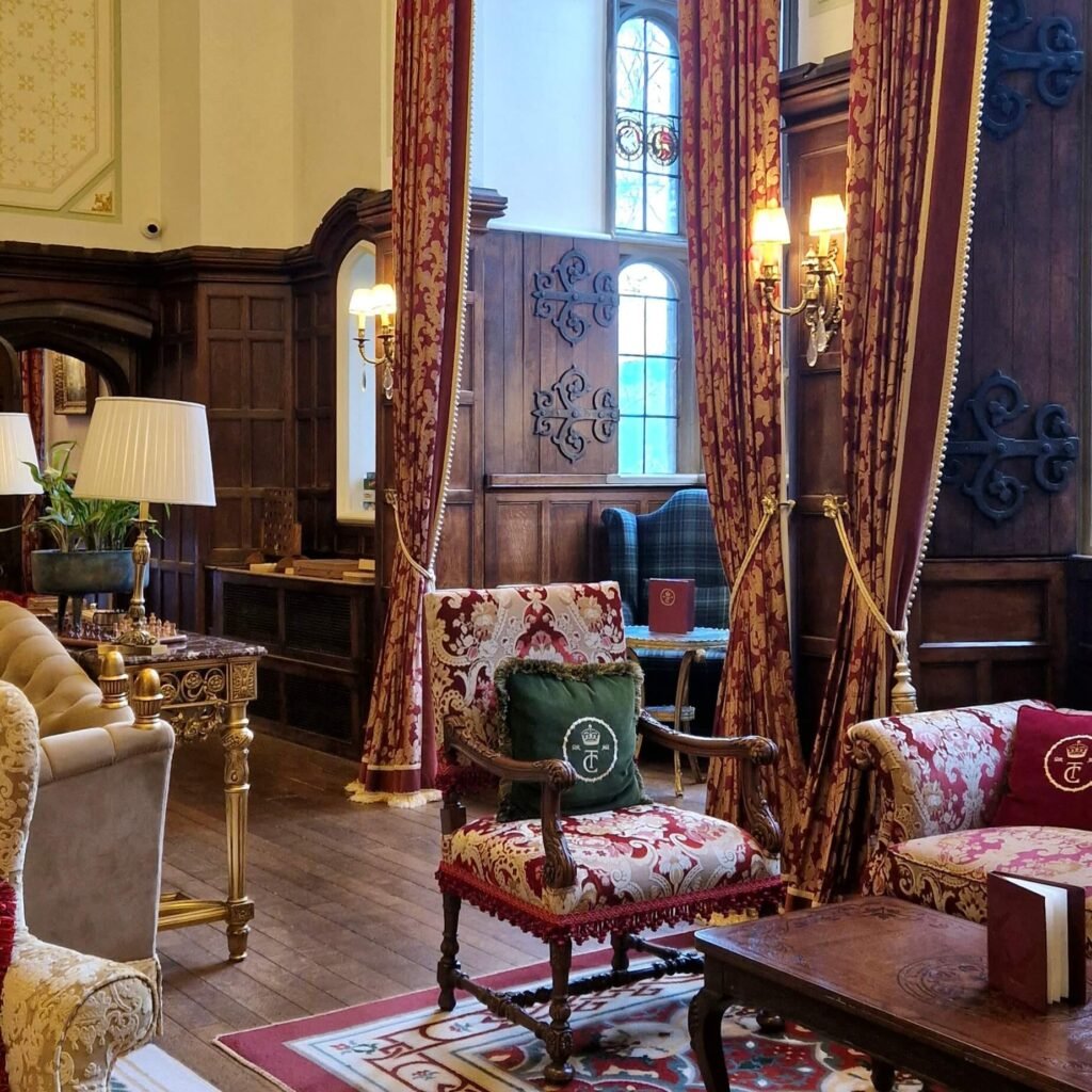 Tudor-style interior at Thornbury Castle in Gloucestershire