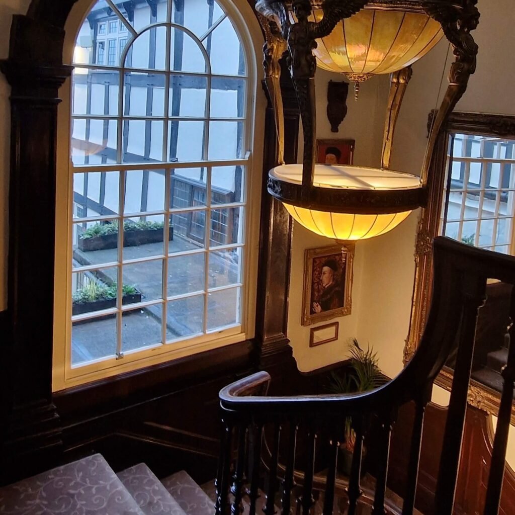 Historic interior with original features at Tudor House Hotel in Tewkesbury